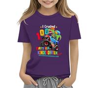 vaolkwsacz 100th Day of School Celebration for Girls and Boys Kids T-shirts Fun Colorful Numbers Toy Truck Football Basketball Enfants Robes, lilas, 10-11Years