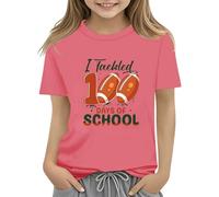 vaolkwsacz 100th Day of School Celebration for Girls and Boys Kids T-shirts Fun Colorful Numbers Toy T-shirt pour filles Ventre nu, Rose, 4-5 ans