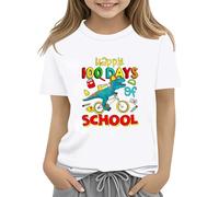 vaolkwsacz 100th Day of School Celebration for Girls and Boys Kids T-shirts Fun Colorful Numbers Toy Truck Leggins Dentelle, Blanc., 10-11Years