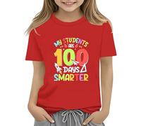 vaolkwsacz 100th Day of School Celebration for Girls and Boys Kids T-shirts Fun Colorful Numbers Toy T-shirt à manches longues Tunique, rouge, 2-3 ans