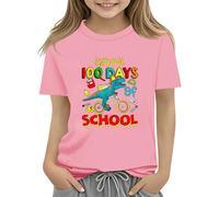 vaolkwsacz 100th Day of School Celebration for Girls and Boys Kids T-shirts Fun Colorful Numbers Toy Truck Leggins Dentelle, Rose, 6-7 ans