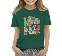 vaolkwsacz 100th Day of School Celebration for Girls and Boys Kids T-shirts Fun Colorful Numbers Toy Truck Football Basketball T-shirt vierge, vert, 10-11Years