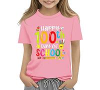 vaolkwsacz 100th Day of School Celebration for Girls and Boys Kids T-shirts Fun Colorful Numbers Toy Truck Football Basketball Blouses blanches Filles, Rose, 2-3 ans