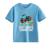 vaolkwsacz 100th Day of School Celebration for Girls and Boys Kids T-shirts Fun Colorful Numbers Toy Blouse Turquoise Fille, bleu clair, 4-5 ans