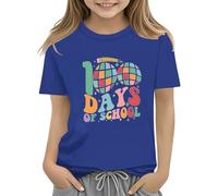 vaolkwsacz 100th Day of School Celebration for Girls and Boys Kids T-shirts Fun Colorful Numbers Toy Truck Football Basketball T-shirt vierge, bleu, 2-3 ans