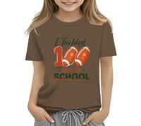 vaolkwsacz 100th Day of School Celebration for Girls and Boys Kids T-shirts Fun Colorful Numbers Toy T-shirt pour filles Ventre nu, café, 4-5 ans