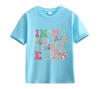 vaolkwsacz 100th Day of School Celebration for Girls and Boys Kids T-shirts Fun Numbers Colorful Numbers Bauchfreie Shirts Mädchen, bleu ciel, 6-7 ans
