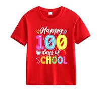 vaolkwsacz 100th Day of School Celebration for Girls and Boys Kids T-shirts Fun Numbers Colorful Numbers Cool Shirts pour Filles, rouge, 12-13 ans