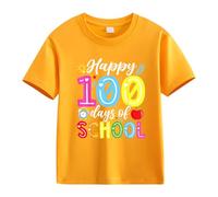 vaolkwsacz 100th Day of School Celebration for Girls and Boys Kids T-shirts Fun Numbers Colorful Numbers Cool Shirts pour Filles, Orange, 4-5 ans
