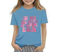 vaolkwsacz 100th Day of School Celebration for Girls and Boys Kids T-shirts Fun Numbers Colorful Numbers Toy Girls Shirt Set, bleu clair, 3-4 ans