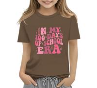 vaolkwsacz 100th Day of School Celebration for Girls and Boys Kids T-shirts Fun Numbers Colorful Numbers Toy Girls Shirt Set, café, 8-9 ans