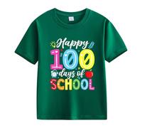 vaolkwsacz 100th Day of School Celebration for Girls and Boys Kids T-shirts Fun Numbers Colorful Numbers Cool Shirts pour Filles, vert, 4-5 ans