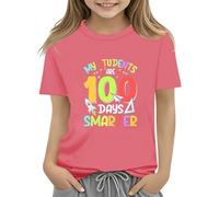 vaolkwsacz 100th Day of School Celebration for Girls and Boys Kids T-shirts Fun Numbers Colorful Numbers Toy T-shirt à manches longues Tunique, Rose, 3-4 ans