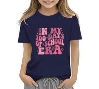 vaolkwsacz 100th Day of School Celebration for Girls and Boys Kids T-shirts Fun Numbers Colorful Numbers Toy Girls Shirt Set, Marine, 10-11Years