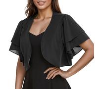 vaolkwsacz Boléro pour femme - Veste à épaules courtes - Couleur unie - Veste courte - Veste légère de transition respirante - Veste d'automne - Protection solaire - Séchage rapide - S-2XL, Noir , M