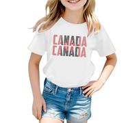 vaolkwsacz Chemise drapeau du Canada pour et, patriotique, pour et fille, t-shirts graphiques, t-shirts, hauts, manches courtes filles pour chemises, Blanc., 4-5 ans