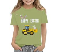vaolkwsacz Chemises de Pâques pour tout-petits garçon à manches courtes Tracteur lapin T-shirt pour enfants T-shirt en coton 2 13 ans T-shirt de danse fille, AG, 4-5 ans