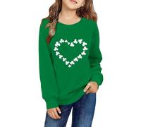 vaolkwsacz Children Kids Daily Printed Tenues Sweatshirt Casual Manches Longues Col O Tops Filles Pull douillet, Blanc., 4-5 ans