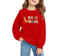 vaolkwsacz Col Rond Sweatshirt Printemps et Décontracté Saison Scolaire Impression 2D Col Rond Confortable Manches Longues Sweatshirt Filles Pull 92 Ensemble, rouge, 4-5 ans