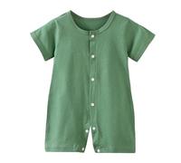 vaolkwsacz Combinaison décontractée pour bébé fille - Fermeture Snap Up - Col rond - Manches courtes - Tenue légère - Combinaison bébé garçon, vert, 0-6 mois