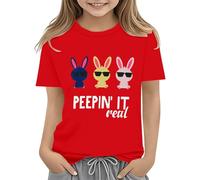 vaolkwsacz Easter Shirts for Toddler Boy Manches Courtes Tracteur Lapin T-shirt pour Enfants Coton Tee Tops 2 13 Ans Chemisier Femme, rouge, 8-9 ans