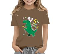 vaolkwsacz Easter Shirts for Toddler Boy T-shirt à manches courtes Tracteur Lapin T-shirt pour enfants Coton Tee Tops 2 13 ans T-shirt adolescent fille, marron, 3-4 ans