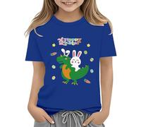 vaolkwsacz Easter Shirts for Toddler Boy T-shirt à manches courtes Tracteur Lapin T-shirt pour enfants Coton Tee Tops 2 13 ans T-shirt cavalier T-shirt fille, bleu, 4-5 ans