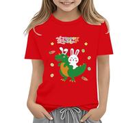 vaolkwsacz Easter Shirts for Toddler Boy T-shirt à manches courtes Tracteur Lapin T-shirt pour enfants Coton Tee Tops 2 13 ans T-shirt cavalier T-shirt fille, rouge, 2-3 ans