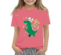 vaolkwsacz Easter Shirts for Toddler Boy T-shirt à manches courtes Tracteur Lapin T-shirt pour enfants Coton Tee Tops 2 13 ans T-shirt adolescent fille, Rose, 4-5 ans