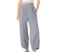 vaolkwsacz Enfants Enfants Quotidien Élastique Poches Droit Couleur Unie Décontracté Pantalon Ample Long Pantalon Fille Pantalons Déchirés, gris, 10-11 ans
