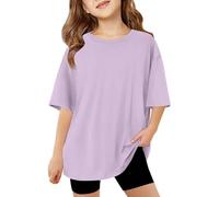 vaolkwsacz Filles Mode Décontractée à Manches Courtes et à Manches Longues avec Imprimé Confortable, Respirant, Décontracté, Cool T-shirts Amples Hauts Col Rond Sweats Shirt Hibou Fille, lilas, 5-6