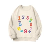 vaolkwsacz Number Day Girls and Boys Kids Sweatshirts Fun Colorful Numbers Pull Uni Fille, beige, 6-7 ans