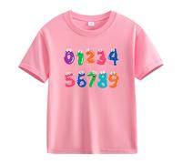 vaolkwsacz Number Day Girls and Boys Kids T-shirts Fun Colorful Numbers Filles T-shirt Bleu Clair, Rose, 3-4 ans