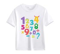 vaolkwsacz Number Day Girls and Boys Kids T-shirts Fun Colorful Numbers Shirt Manches trompette Fille, Blanc., 4-5 ans
