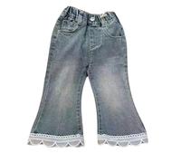 vaolkwsacz Pantalon de jogging en denim taille élastique pour tout-petit - Unisexe et fille - Pantalon droit - Vêtements pour filles, Marine, 5-6 ans