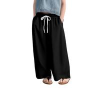 vaolkwsacz Pantalon décontracté tendance et mignon pour fille, imprimé, confortable, frais, respirant, Noir , 10-11 ans
