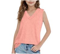 vaolkwsacz Quotidien, vacances, course, entraînement, sport, débardeur solide, décontracté, t-shirt pour bébé, Rose, 5-6 ans