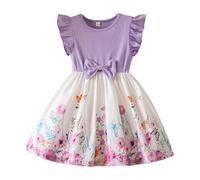 vaolkwsacz Robe d'été pour fille avec imprimé décontracté, petite jupe, robe décontractée de style étranger mignon, convient pour les filles de neuf mois à trois ans, beige, 2-3 ans