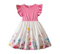 vaolkwsacz Robe d'été pour fille avec imprimé décontracté, petite jupe, robe décontractée de style étranger mignon, adaptée pour les filles de neuf mois à trois ans patineuse fille noire, Rose, 6-7