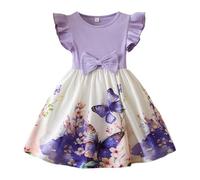vaolkwsacz Robe d'été pour fille avec imprimé décontracté, petite jupe, robe décontractée de style étranger mignon, convient pour les filles de neuf mois à trois ans jupon fille, lilas, 3-4 ans