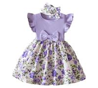 vaolkwsacz Robe d'été pour fille avec imprimé décontracté, petite jupe, robe décontractée de style étranger mignon, convient pour les filles de neuf mois à trois ans, lilas, 18-24 mois
