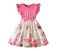 vaolkwsacz Robe d'été pour fille avec imprimé décontracté, petite jupe, robe décontractée de style étranger mignon, convient pour les bébés de neuf mois à trois ans bébé n roll fille, Rose, 6-7 ans
