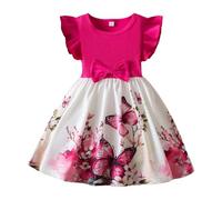 vaolkwsacz Robe d'été pour fille avec imprimé décontracté, petite jupe, robe décontractée de style étranger mignon, convient pour les filles de neuf mois à trois ans jupon fille, Rose, 4-5 ans