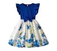 vaolkwsacz Robe d'été pour fille avec imprimé décontracté, petite jupe, robe décontractée de style étranger mignon, adaptée pour les filles de neuf mois à trois ans patineuse fille noire, bleu clair