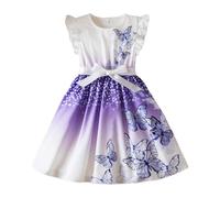 vaolkwsacz Robe d'été pour fille avec imprimé décontracté, petite jupe, robe décontractée de style étranger mignon, convient pour les bébés de neuf mois à trois ans bébé n roll fille, lilas, 6-7 ans