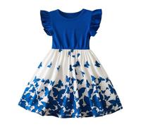 vaolkwsacz Robe d'été pour fille avec imprimé décontracté, petite jupe, robe décontractée de style étranger mignon, adaptée pour les filles de neuf mois à trois ans patineuse fille noire, bleu ciel, 6