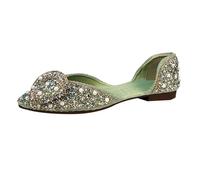 vaolkwsacz Sandales plates à paillettes pour femme - Sandales plates et creuses - Fermées à l'avant - Sandales confortables et légères pour les soirées, les rendez-vous, la danse - Sandales d'été pour