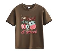 vaolkwsacz Spring and Autumn New Fashionable Mignon Print Comfortable Version of The Girls Printed T Shirt 2 in 1 Blouse Femme, café, 8-9 ans