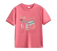 vaolkwsacz Spring and Autumn New Fashionable Mignon Print Comfortable Version of The Girls Printed T Shirt 2 in 1 Blouse Femme, Rose, 10-11Years