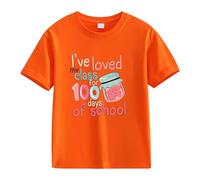 vaolkwsacz Spring and Autumn New Fashionable Mignon Print Comfortable Version of The Girls Printed T Shirt 2 in 1 Blouse Femme, Orange, 12-13 ans